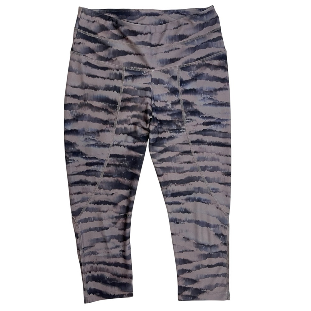 Varley Capri Leggings Womens M Purple Print High Rise Stretch Workout Activewear